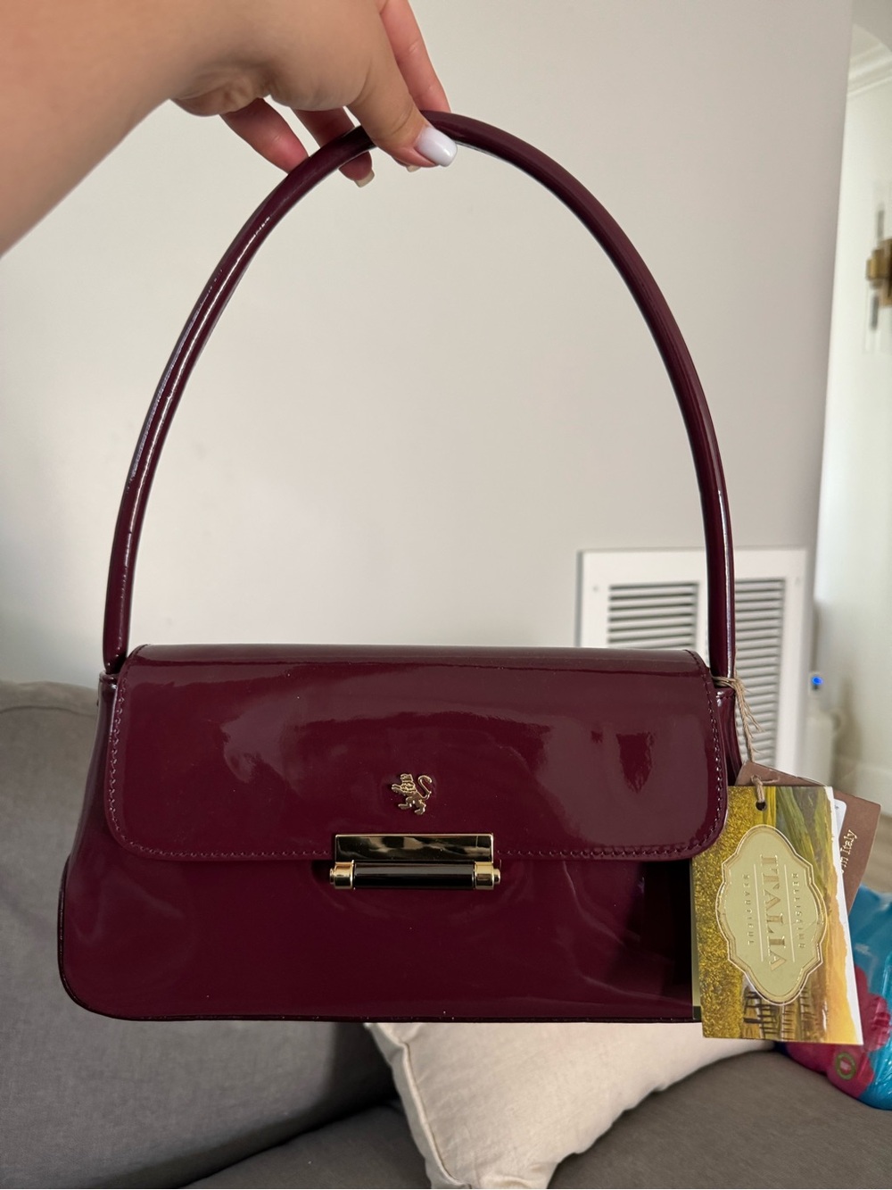 B&B Italia Patent Shoulder Bag in Deep Burgundy
